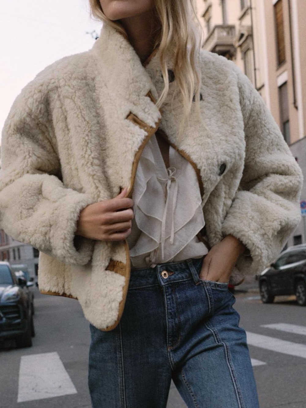 Zara Real Suede Shearling Reversable Jacket in Camel XS - Picture 3 of 10